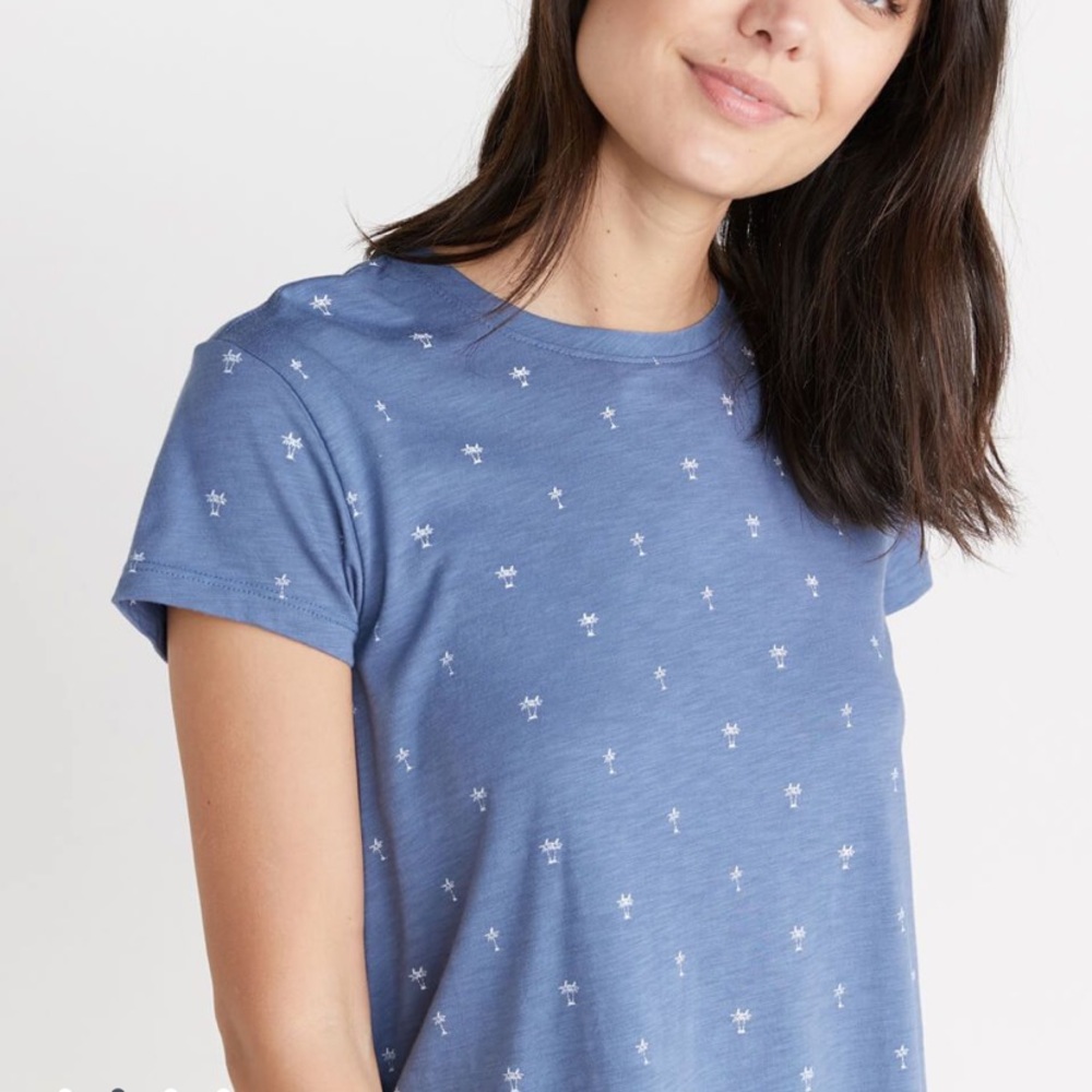 Marine Layer Swing T - Indigo Palm Print - XL new